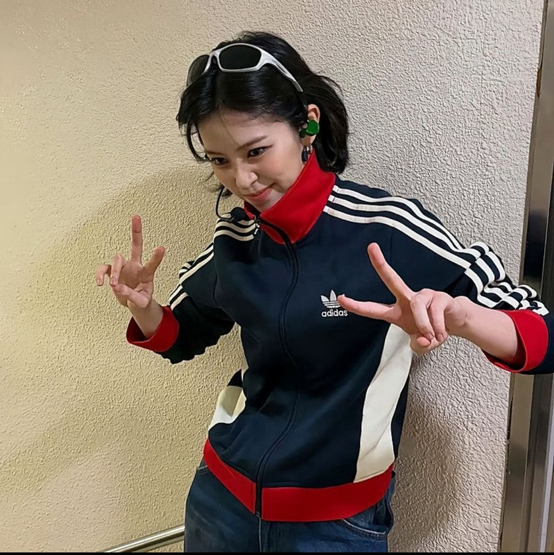 Adidas Originals Shin Ryujin Style Color-Blocked Stand-Collar Jacket for Women, Sports Casual Versatile Outerwear Bo4675