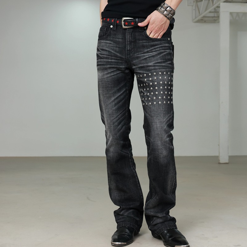 Rebrllion【Star Flag】Studded Washed Skinny Light Street Style 13 oz Three-Dimensional Distressed Jeans