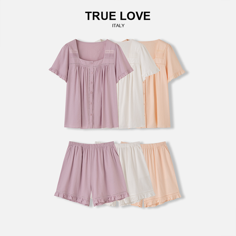 【True Love】High-Count, High-Density Pure Cotton Jacquard Hollow Lace Cardigan and Pajama Set 【True Love】High-Count, High-Density Pure Cotton Jacquard Hollow Lace Cardigan and Pajama Set