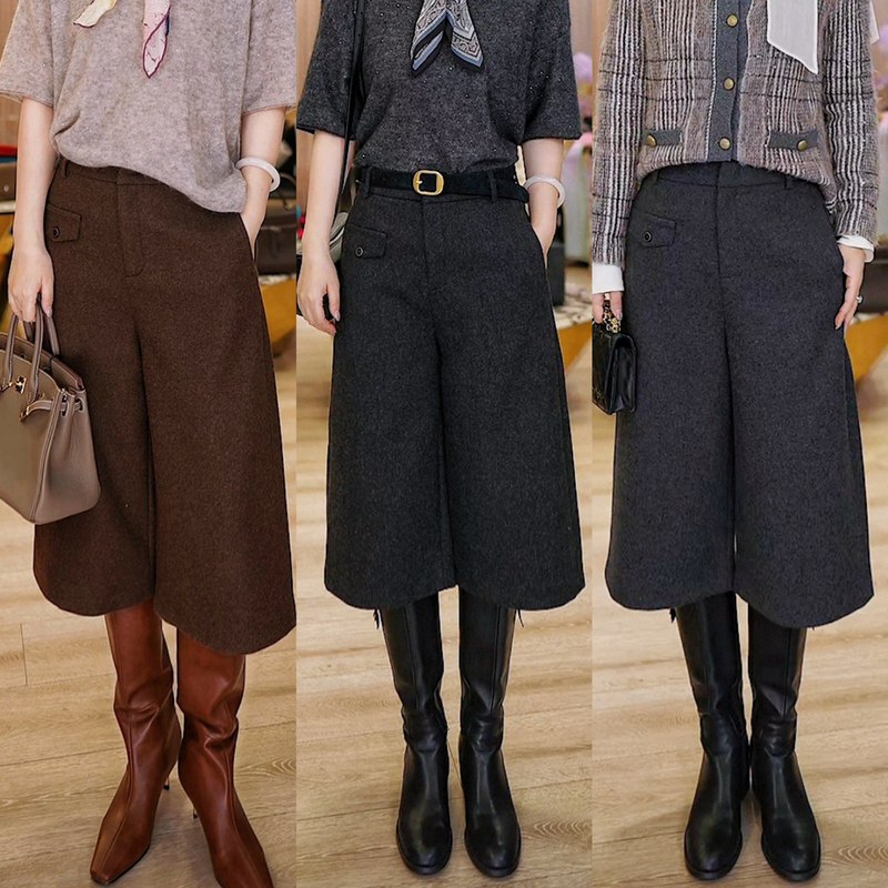 【Trendy Bootcut Pants】Fashionable Wool Hip-Slimming Bootcut Pants Td3J8054076Y