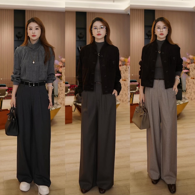 【True Love】High-End High-Waisted Wool Wide-Leg Pants Td3J8052115A 【True Love】High-End High-Waisted Wool Wide-Leg Pants Td3J8052115A