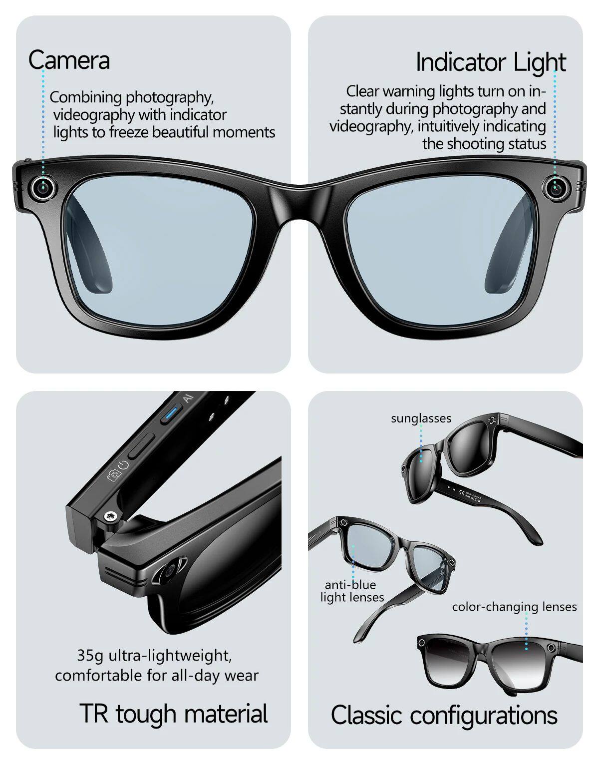 Компьютерные очки 2026 smart glasses men 8mp camera wifi bluetooth touch contr