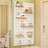 Solid wood hole board wall partition storage rack entry entrance layer wall wall door decorative storage display shelf