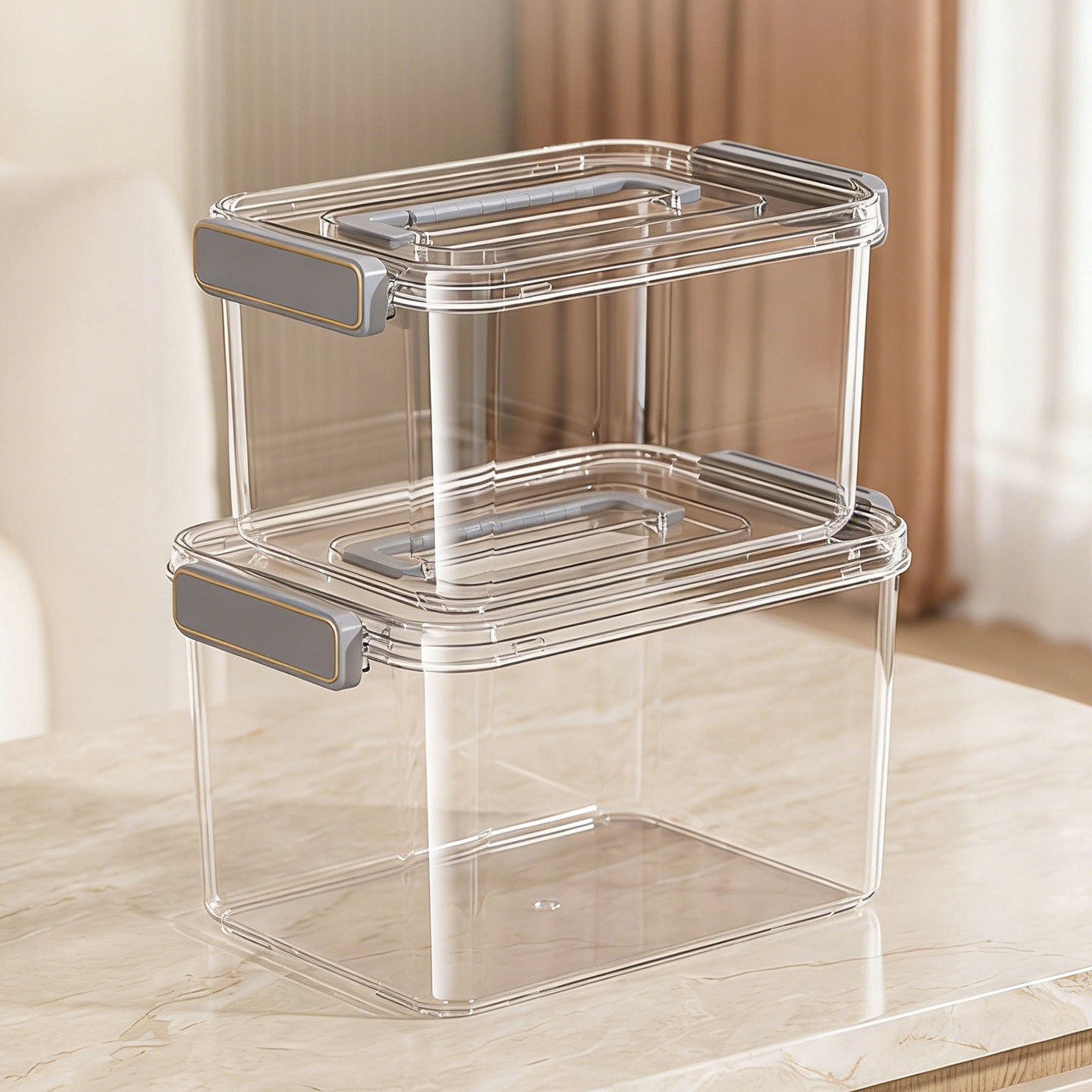 Portable and transparent containers with a thick, snack book basket-store-storage desktop plastic container