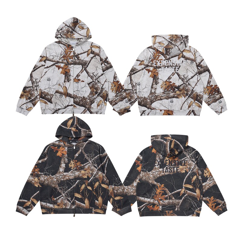 Expensive Taste Realtree ®   Edge Leaf Camouflage Straight-Cut Black and White Hooded Sweatshirt