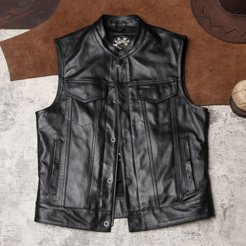 Sons of Anarchy Hell's Angels Mongols Mayans Harley Men's Genuine Leather Motorcycle Vest Club