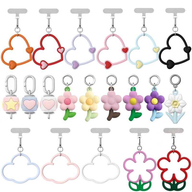 Casetifiy Silicone Wristband Flower Pendant Phone Chain Phone Lanyard Phone Case Beaded Pendant Accessories
