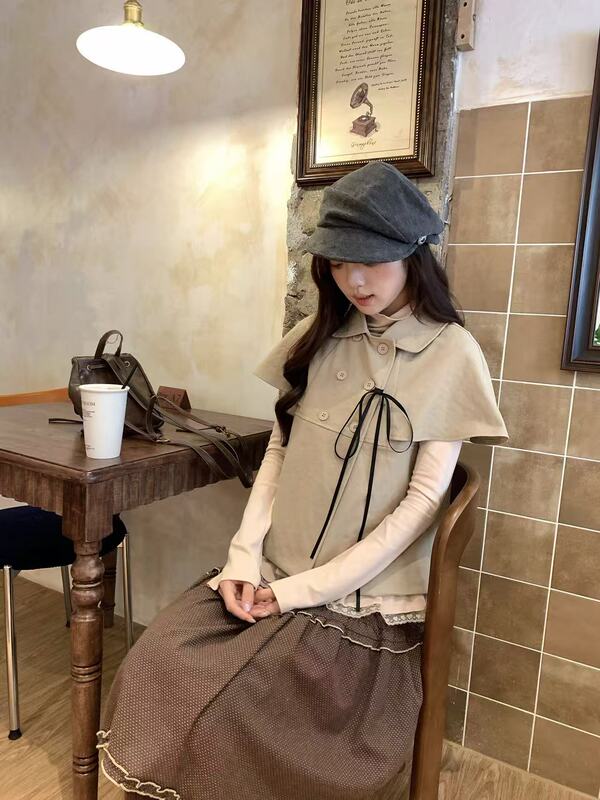 New Autumn and Winter Style.Z929-81032 Korean Sweet and Cute Bow-Tie Trench Coat Cape Shawl Jacket 9.12 New Autumn and Winter Style.Z929-81032 Korean Sweet and Cute Bow-Tie Trench Coat Cape Shawl Jacket 9.12
