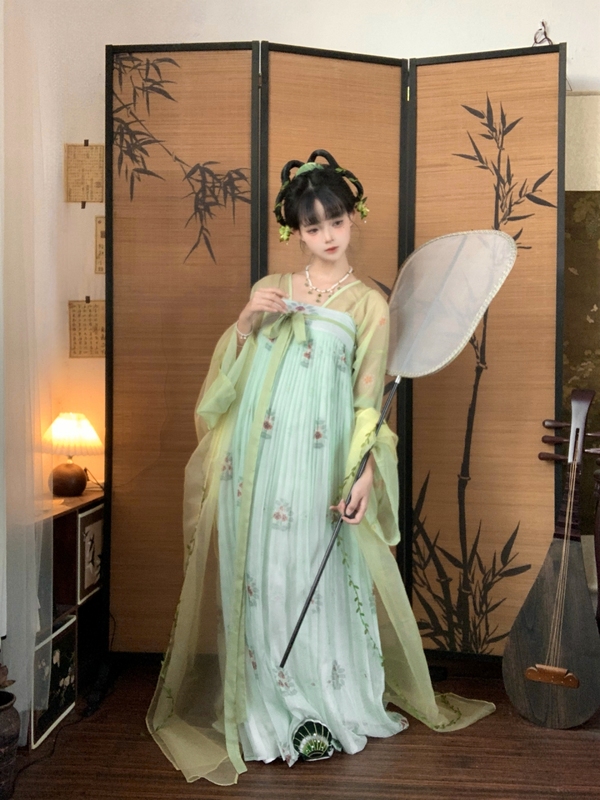 Linghexuan New Style Xiaoqingti Hanfu National Style Chest-Length Tang-Style Fairy Style Cute Linghexuan New Style Xiaoqingti Hanfu National Style Chest-Length Tang-Style Fairy Style Cute