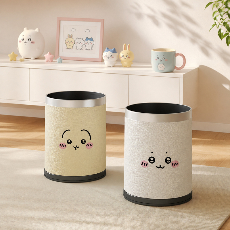 Chiikawa Usagi Trash Can, Small, Stylish, for Living Room and Bedroom, Household Use, High Aesthetic, Lidless, Double-Layer, Large Capacity Chiikawa Usagi Trash Can, Small, Stylish, for Living Room and Bedroom, Household Use, High Aesthetic, Lidless, Double-Layer, Large Capacity