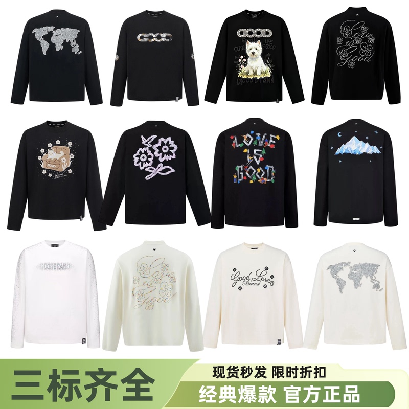 【Authentic Discount】Gb-Goodbrand 25Fw Good Map Sequin Embroidery Light Luxury Long Sleeve Unisex Style 【Authentic Discount】Gb-Goodbrand 25Fw Good Map Sequin Embroidery Light Luxury Long Sleeve Unisex Style
