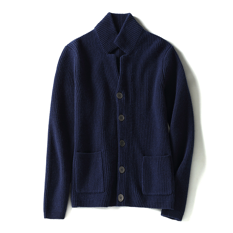Italian Single! Five-Strand Super Thick Stand-Up Collar 100% Pure Cashmere Cardigan Knit Jacket Men's Casual Sweater Italian Single! Five-Strand Super Thick Stand-Up Collar 100% Pure Cashmere Cardigan Knit Jacket Men's Casual Sweater