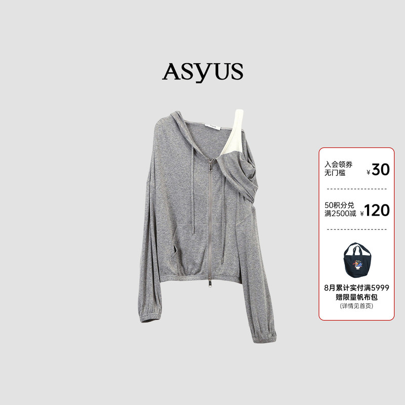 【New Product】Asyus 2026 Autumn Loose Casual Unique Fake Two-Piece Women's Off-Shoulder Knitted Jacket 【New Product】Asyus 2026 Autumn Loose Casual Unique Fake Two-Piece Women's Off-Shoulder Knitted Jacket