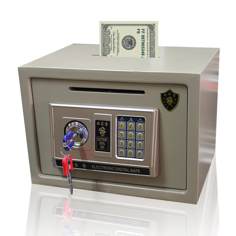 25EV coin-operated safe household small mini commercial safe all-steel cashier box piggy bank safe deposit box