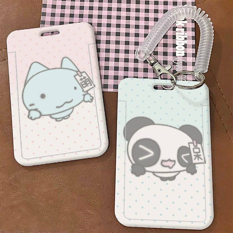 Cute panda and penguin cartoon card holders for campus, student meal cards, public transport, ID cards, brand cards, and water cards.