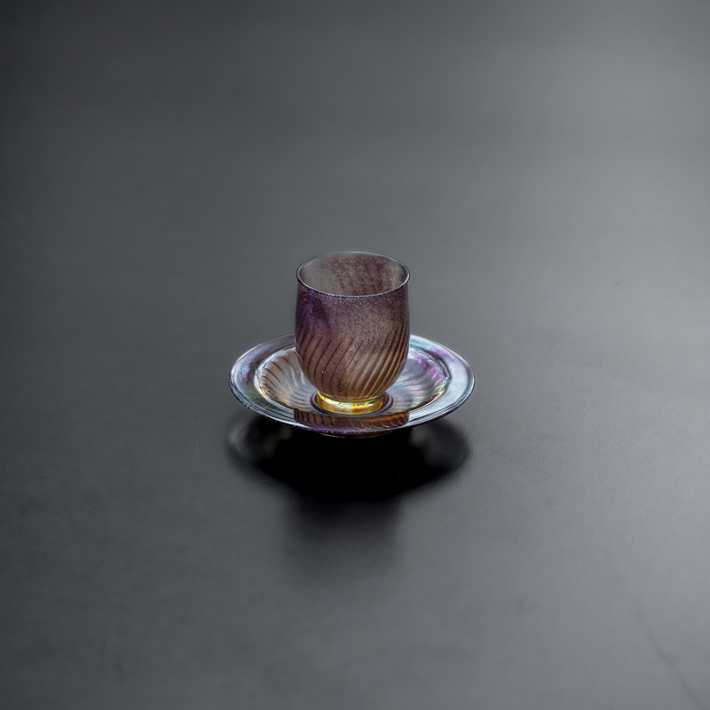 Nongli Zao Creative Studio Glazed Spiral Cup and Saucer Small Wine Glass Coaster Set Water Cup for Mixed Drinks and Cold Brew Tea
