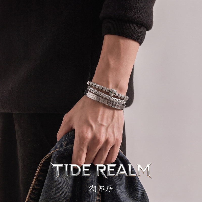 Chaobangxu Heavy Industry Metal Men's Titanium Steel Bracelet Punk Light Luxury Design Bracelet as a Birthday Gift for Men