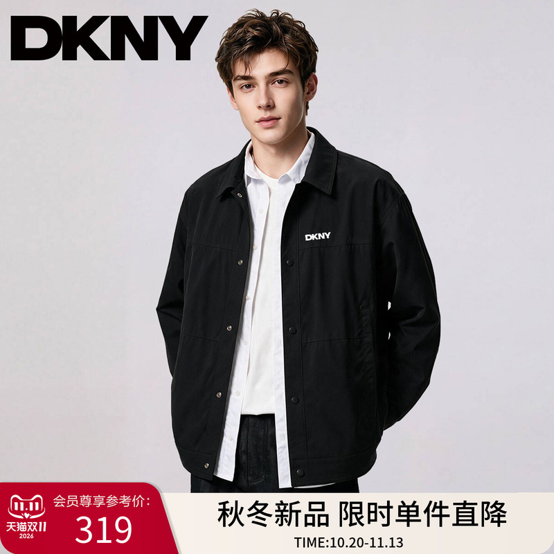 【Solid Color Thin Jacket】Dkny Tang Ke Nai Men's Shirt-Style Jacket 2026 Autumn Turn-Down Collar Cardigan