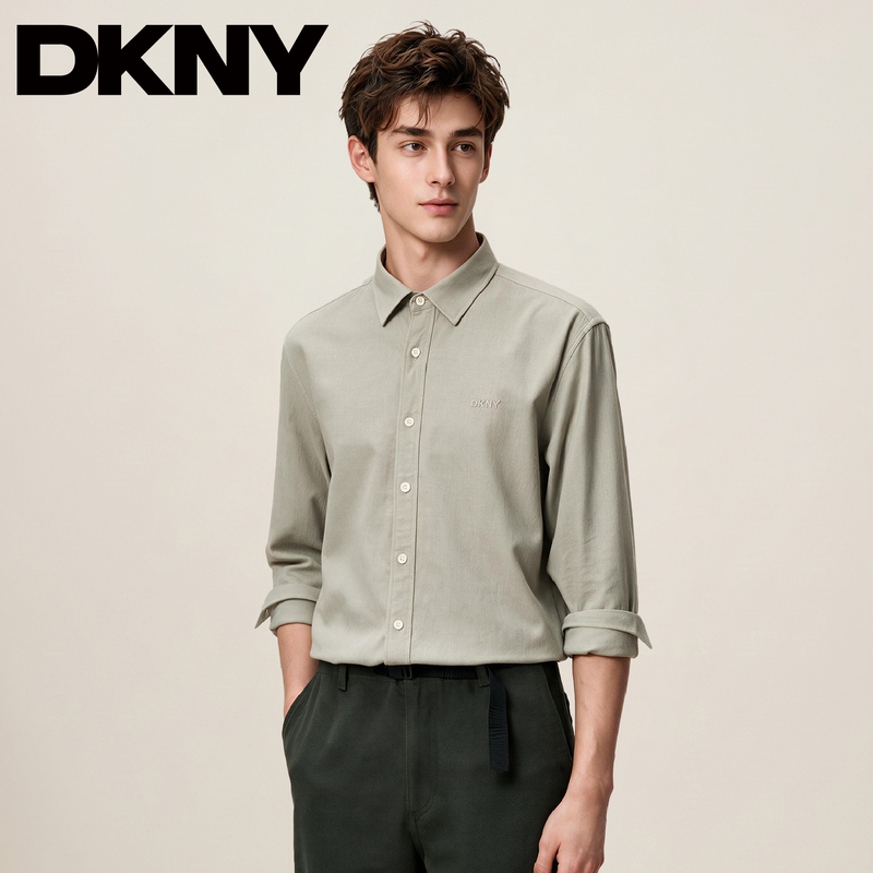【Lyocell Tencel】Dkny Tang Ke Nai Commuting Long-Sleeve Shirt Autumn New Casual Versatile Turn-Down Collar Shirt