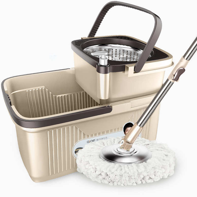 Premium Aige Rotating Mop Bucket for Home Use, Hands-Free Mop Handle, Mop Cloth, Floor Cleaning Tool, Dual-Use for Dry and Wet