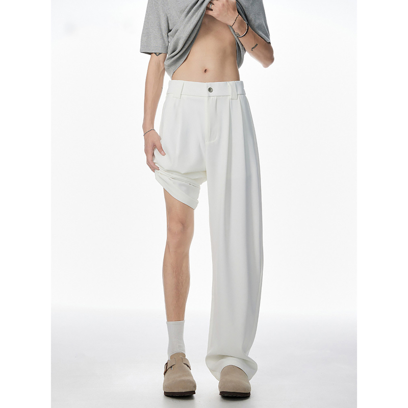 ︱New Order︱ American-Style Drapey White Ice Silk Casual Dress Pants for Men, Summer Thin Cleanfit Straight-Leg Floor-Length Pants ︱New Order︱ American-Style Drapey White Ice Silk Casual Dress Pants for Men, Summer Thin Cleanfit Straight-Leg Floor-Length Pants