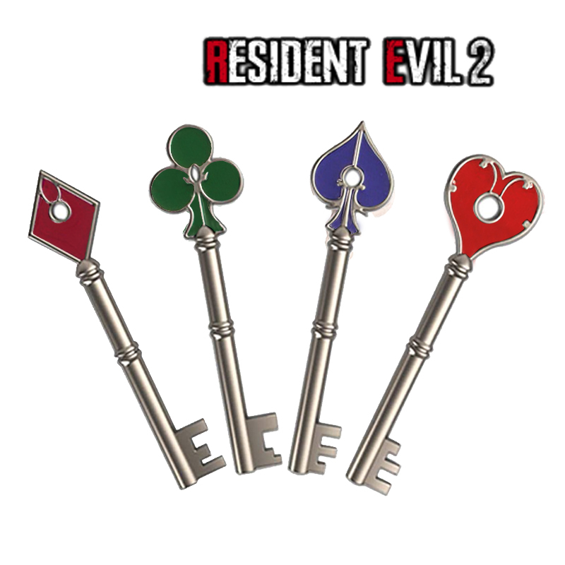 Game Peripheral Accessories Resident Evil 2 Remake Claire Red Heart Leon Plum Blossom Key Pendant Set Game Peripheral Accessories Resident Evil 2 Remake Claire Red Heart Leon Plum Blossom Key Pendant Set