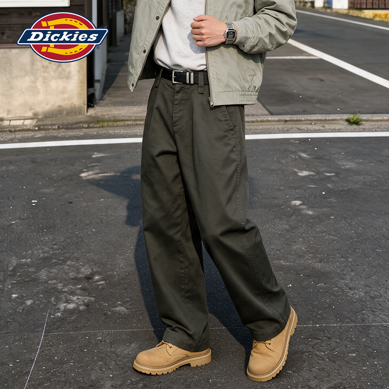 Dickies American-Style Outdoor Versatile Pure Cotton Casual Pants for Men, Autumn Loose Straight-Leg Wide-Leg Slimming Work Pants