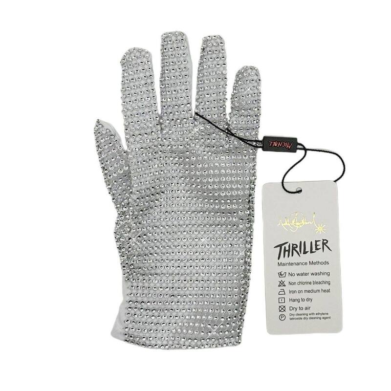 Michael Jackson Crystal Gloves for Children Aged 7-12 - Michael Jackson Imitation Diamond Silver Gloves -