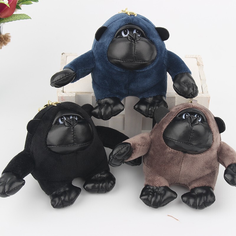 Creative Plush Gorilla Keychain Chimpanzee Doll Car Keychain Couple Doll Backpack Pendant for Women