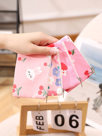 印花拉链零钱包小清新布艺收纳小包卡包女学生迷你便携小口袋钱包