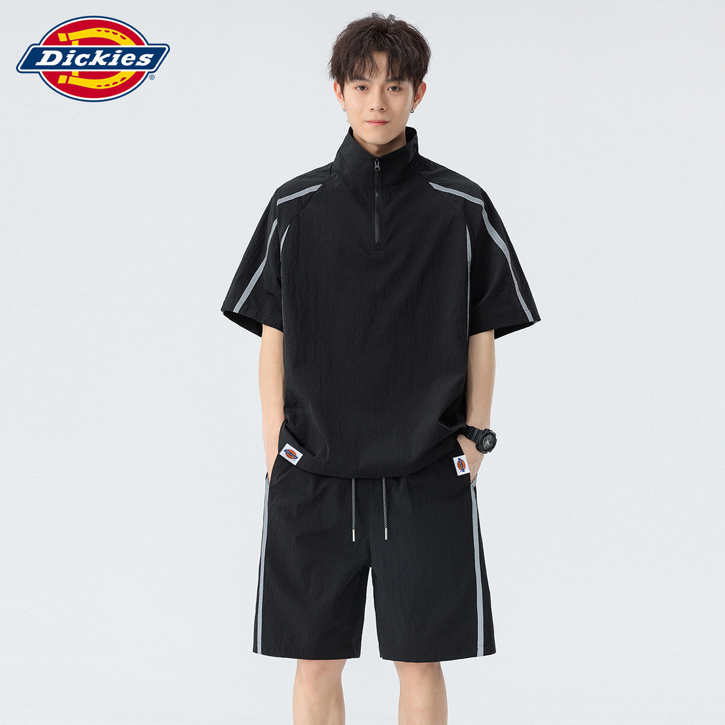 Повседневный спортивный костюм из ледяного шелка Dickies, мужская летняя прохлада, новый стиль 2026 года, трендовый комплект красивой одежды