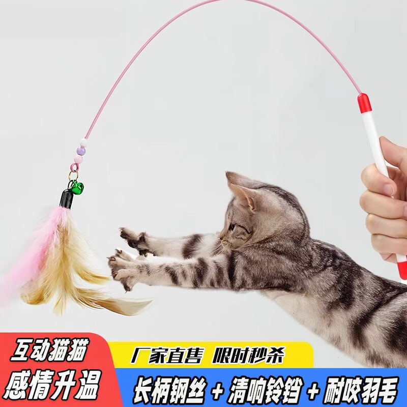 Long Rod Feather Cat Toy, Durable and Scratch-Resistant, a Must-Have for Kittens and Young Cats Long Rod Feather Cat Toy, Durable and Scratch-Resistant, a Must-Have for Kittens and Young Cats