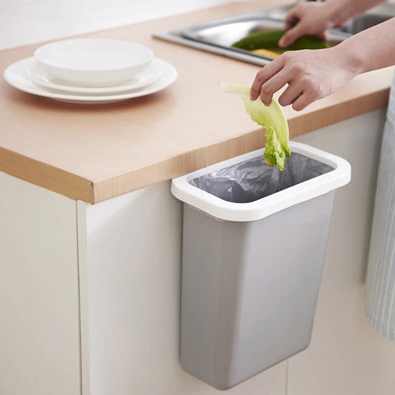 Household kitchen can be hung trash can cabinet door wall-mounted large creative lidless trash can plastic storage barrel