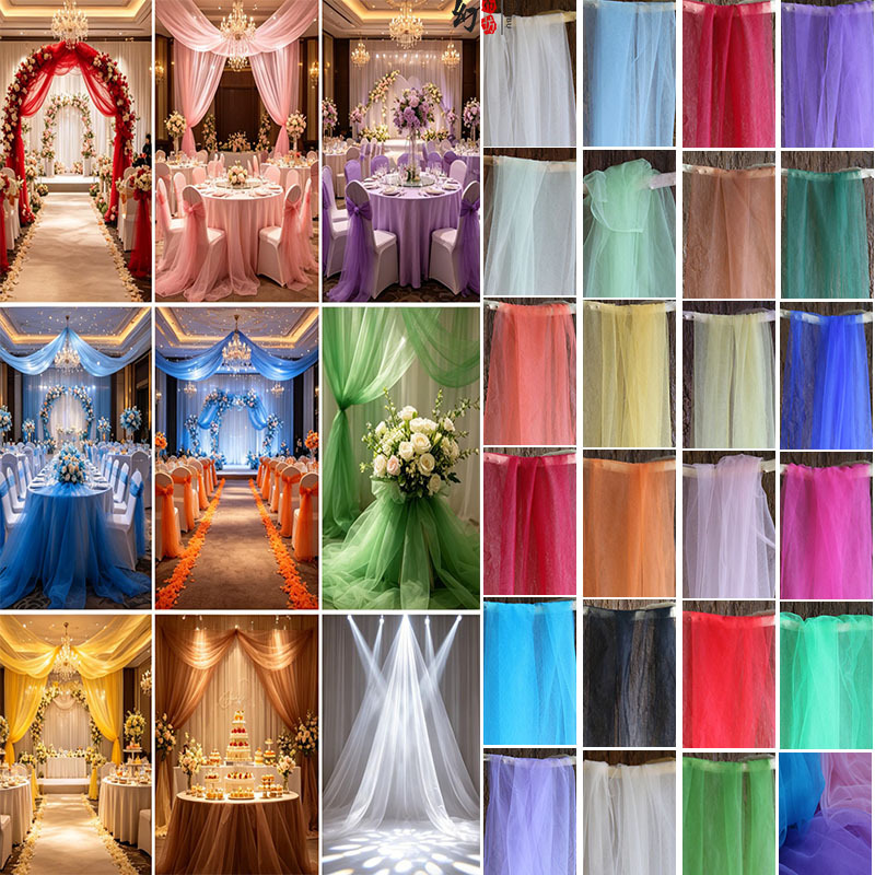 High-Density, Slightly Translucent, Multi-Colored, Soft-Touch Mesh Fabric for Hanfu Dresses, Wedding Gowns, Veils, Cover-Ups, and Background Soft Decoration Designer Materials