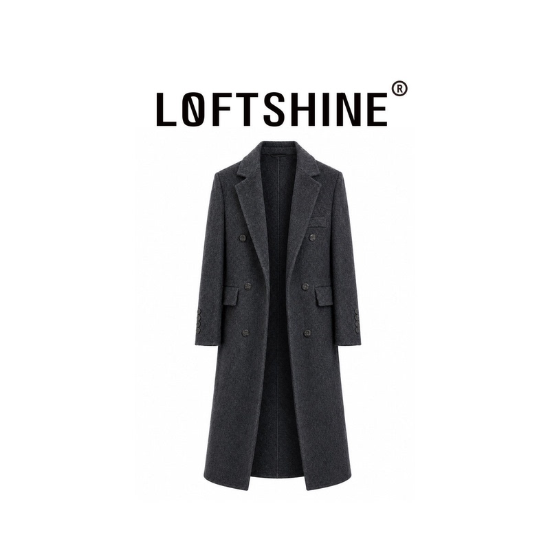 Loftshine Light Mature and Simple Style Double-Breasted Long Coat for Women, Slimming Jacket Ls706B44053