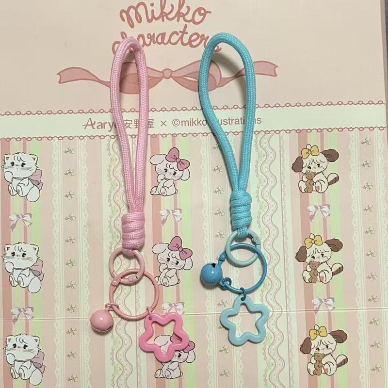 New High-Quality, Soft, Hand-Woven Rope with Special Five-Pointed Star Bell Design for Phone Lanyards and Keychain Accessories