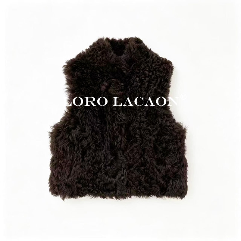 Isaiah Royal Vest Winter Versatile Stand Collar Sleeveless Tuscany Sheepskin Fur Integrated Vest 26006