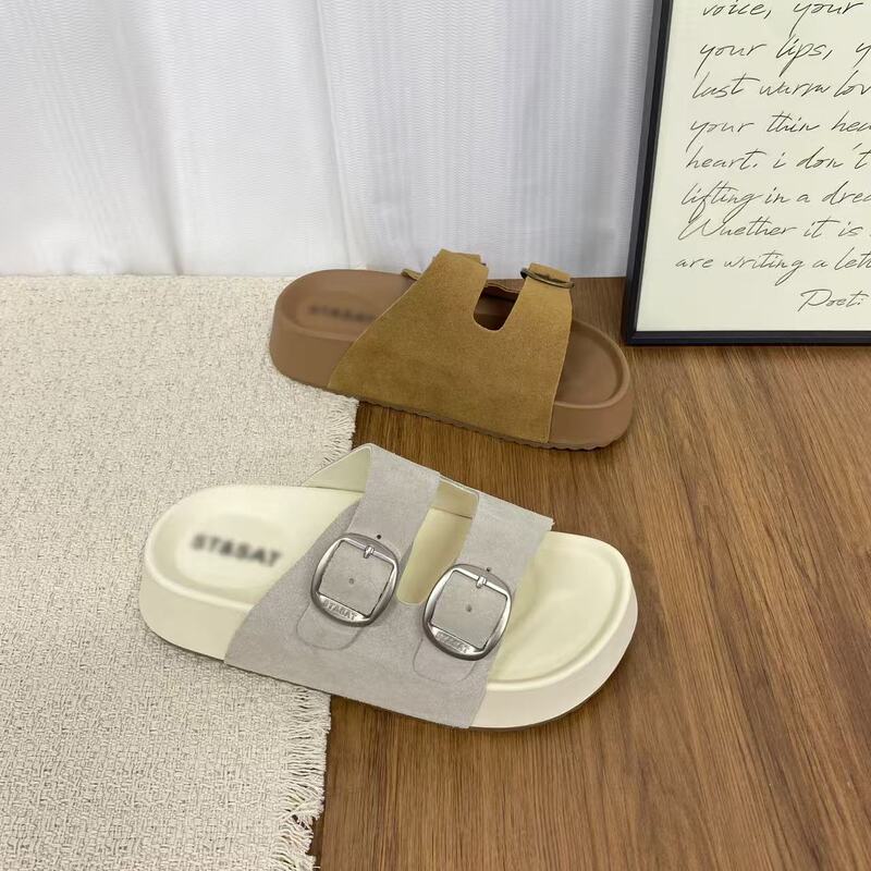 【Cow Suede + Beef Tendon Sole】【Green Vine Cool】Fashionable Height-Increasing Comfortable Versatile Lazy Slippers - Fish 【Cow Suede + Beef Tendon Sole】【Green Vine Cool】Fashionable Height-Increasing Comfortable Versatile Lazy Slippers - Fish