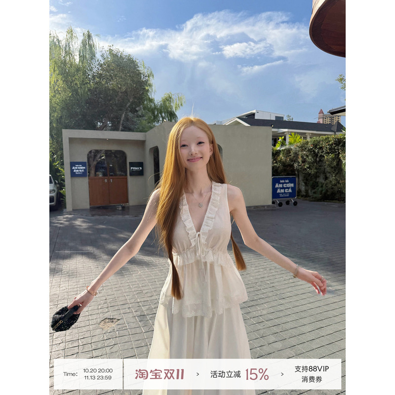Squid Jelly Pear Soup Yuyu【Fairy Mist Lace】100 Lyocell Exquisite Heavy-Duty Lace Trim Sleeveless Top Squid Jelly Pear Soup Yuyu【Fairy Mist Lace】100 Lyocell Exquisite Heavy-Duty Lace Trim Sleeveless Top