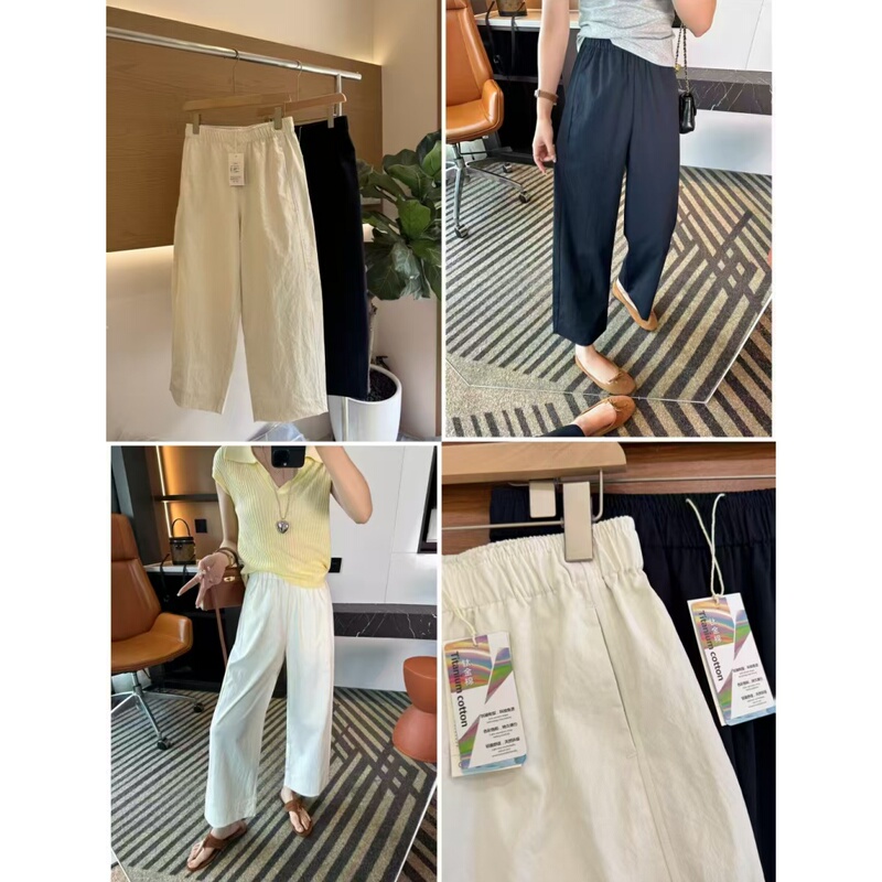 Anti-Wrinkle New Technology~ Titanium Cotton Nine-Point Length Summer Straight-Leg Granny Pants Anti-Wrinkle New Technology~ Titanium Cotton Nine-Point Length Summer Straight-Leg Granny Pants