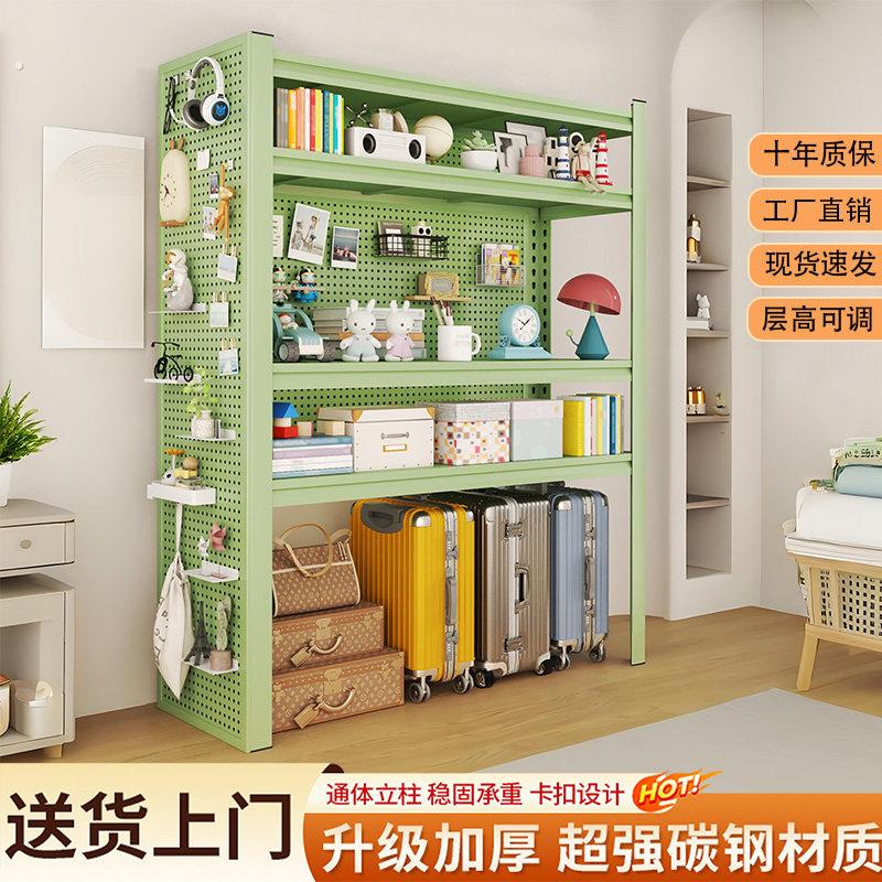 Simple shelf storage rack storage shelf living room supermarket floor angle steel frame with hole plate shelf storage rack