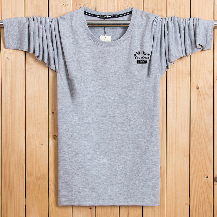 Đặc biệt hàng ngày mùa thu nam áo thun dài tay ngọn cộng với phân bón XL cotton tròn cổ lỏng quần áo mùa thu đáy áo thun nam đẹp