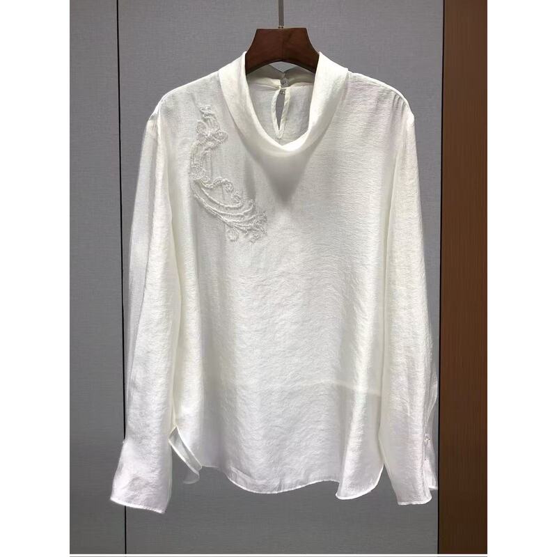 【Gaodi Silk】Gds 2026 New Summer Z Chen Embroidered Floral Ruffle Collar Shirt Xy15288~ 【Gaodi Silk】Gds 2026 New Summer Z Chen Embroidered Floral Ruffle Collar Shirt Xy15288~