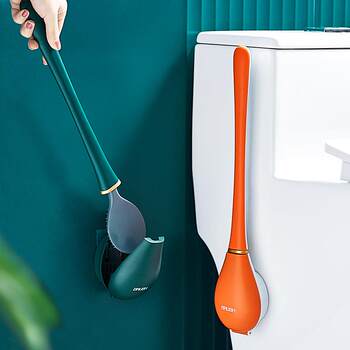 Baseball bat toilet brush without blind spots household toilet brush wall-mounted creative automatic opening and closing light luxury silicone toilet brush