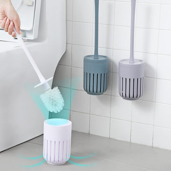 Bathroom wall-mounted toilet brush, creative household long-handled cleaning brush with no dead ends, toilet brush with base