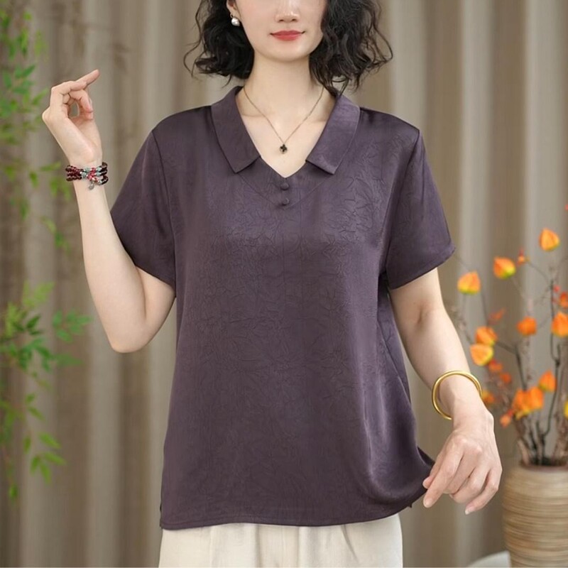 New Summer Style Plus-Size Short-Sleeved Tops for Moms That Are Stylish, Versatile, Loose-Fitting, and Slimming
