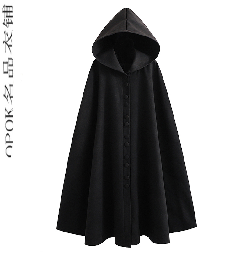 Шерстяное пальто Yamamoto dark big hat, женское осенне-зимнее пальто 2022 года, длинное пальто выше колена для пары с капюшоном, плащ