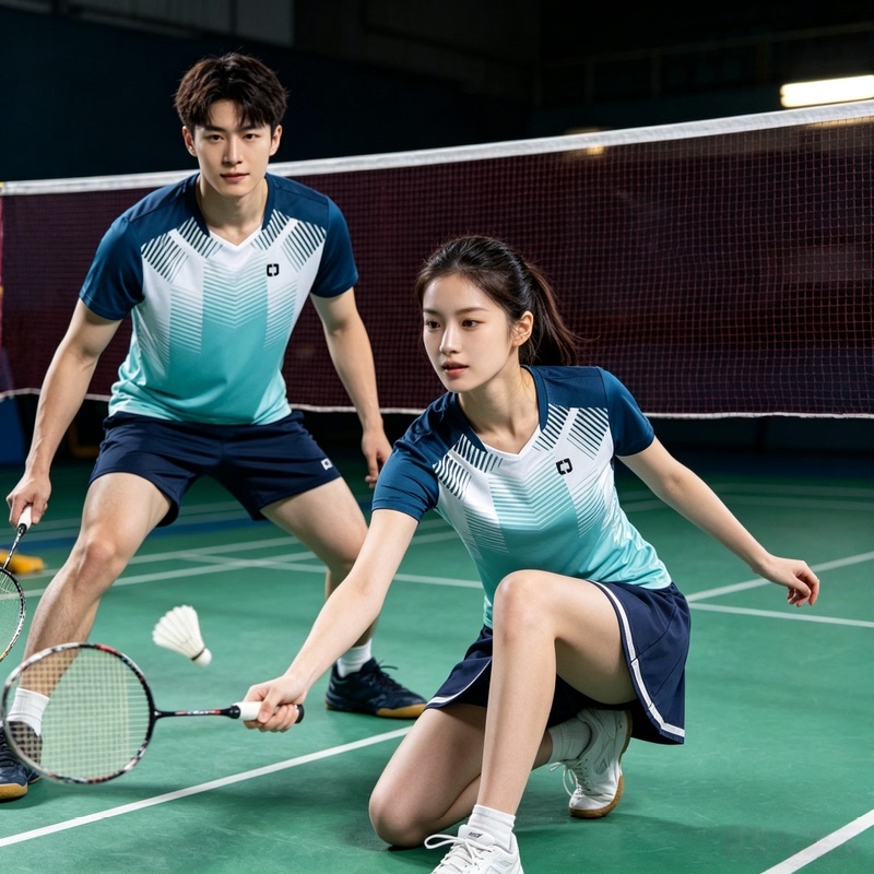 Cool Korean-Style Badminton Professional Clothing Set for Women and Men, Quick-Dry Mesh Fabric, Lightweight