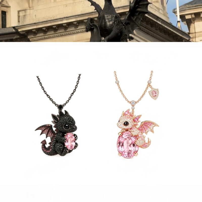 Guardian Dragon~ Heavy-Duty Three-Dimensional Full Diamond Dragon Necklace, Dark, Sweet, Cool, Exquisite, High-End Temperament Clavicle Chain