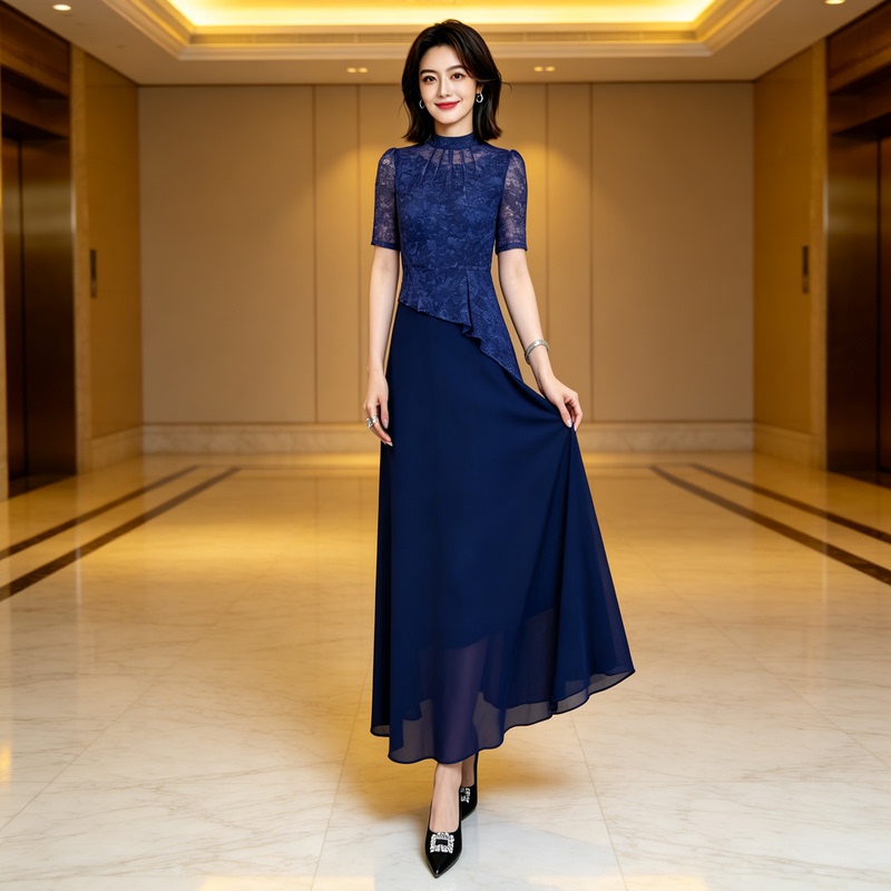 High-End Elegant Dress for Women, Summer 2026 New Style, Dignified, Stylish, Simple Long Dress That Covers the Body and Makes You Look Slimmer